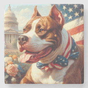 Porta-copo De Pedra Vintage American Pit Bull Terrier Painting