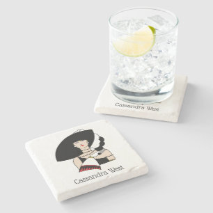 Porta-copo De Pedra Vintage Art Deco Mulher Vestindo Luvas De Ódio Cor