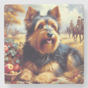 Porta-copo De Pedra Vintage australiana Terrier Painting