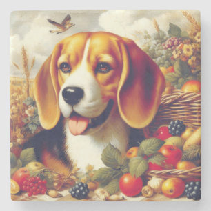 Porta-copo De Pedra Vintage Beagle Puppy Painting