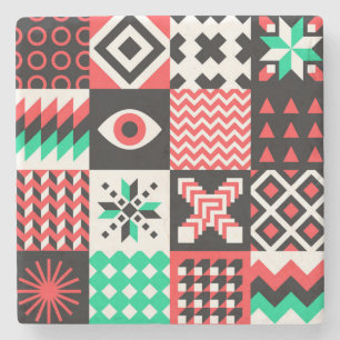 Porta-copo De Pedra Vintage Block Shapes Abstrato Fundo.