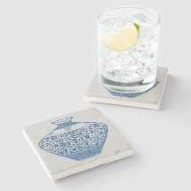 Vintage Blue Chinoiserie Vase Ginger Jar