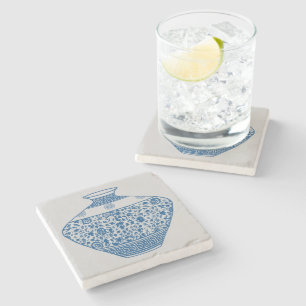 Porta-copo De Pedra Vintage Blue Chinoiserie Vase Ginger Jar