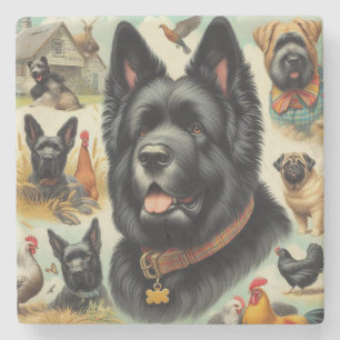 Porta-copo De Pedra Vintage Bouvier des Flandres Seamless