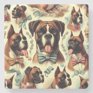 Porta-copo De Pedra Vintage Boxer Dog Sem Costura