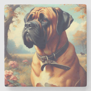 Porta-copo De Pedra Vintage Bullmastiff Painting