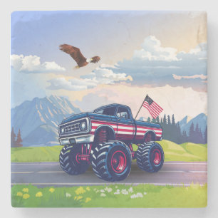 Porta-copo De Pedra Vintage, caminhão monstro dos EUA