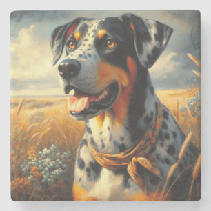Porta-copo De Pedra Vintage Catahoula Leopard Dog Painting