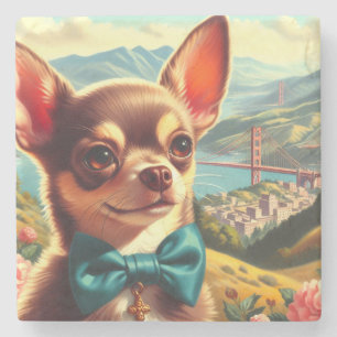 Porta-copo De Pedra Vintage Chihuahua Painting