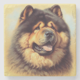 Porta-copo De Pedra Vintage Chow-Chow Painting