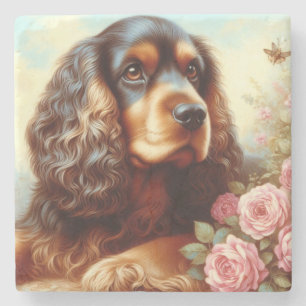 Porta-copo De Pedra Vintage Cocker Spaniel Painting