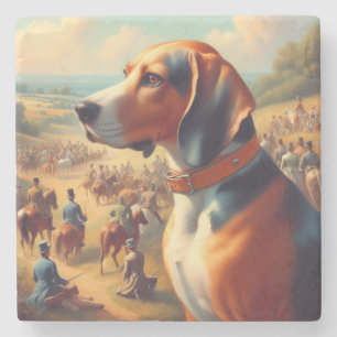 Porta-copo De Pedra Vintage Coonhound Dog Painting