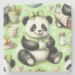 Porta-copo De Pedra Vintage Cute Baby Panda