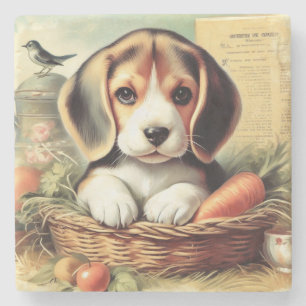 Porta-copo De Pedra Vintage Cute Beagle Puppy