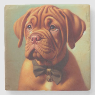 Porta-copo De Pedra Vintage Dogue de Bordeaux Painting