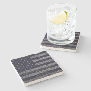 Porta-copo De Pedra Vintage EUA Bandeira Americana Texto em Distância