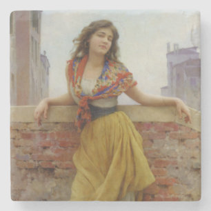 Porta-copo De Pedra Vintage Garota Italiana Transportadora de Água