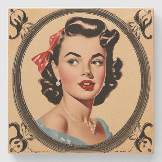 Porta-copo De Pedra Vintage Glamor Retro Chic Girl