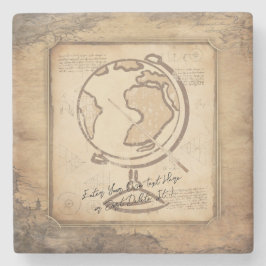 Porta-copo De Pedra Vintage Globe. Presente do professor de Geografia
