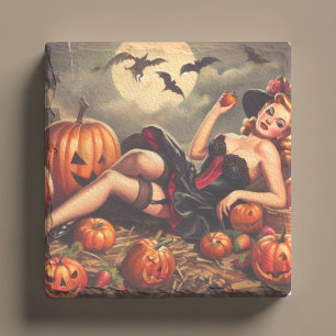 Porta-copo De Pedra Vintage Halloween Pin Up