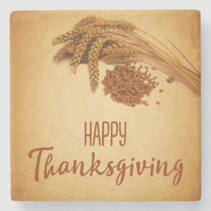 Porta-copo De Pedra Vintage Happy Thankanding Wheat Corn