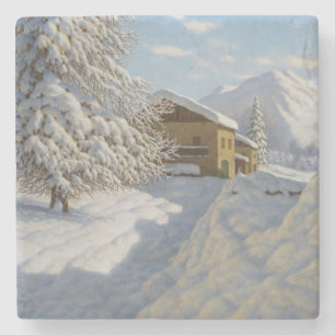 Porta-copo De Pedra Vintage Ivan Choultse — Paisagem de inverno