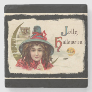 Porta-copo De Pedra Vintage Jolly Halloween Witch