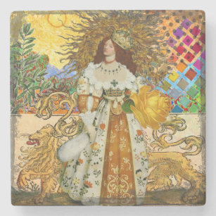 Porta-copo De Pedra Vintage Leo Astrology Fantastical Magic Princess
