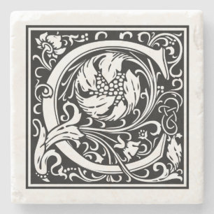 Porta-copo De Pedra Vintage - Letra "C"