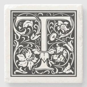 Porta-copo De Pedra Vintage - Letra "T"