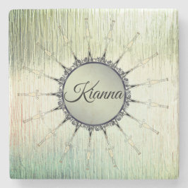 Porta-copo De Pedra Vintage Mandala no vidro do Fosco Mcil