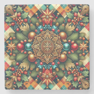 Porta-copo De Pedra Vintage/Natal colorido clássico