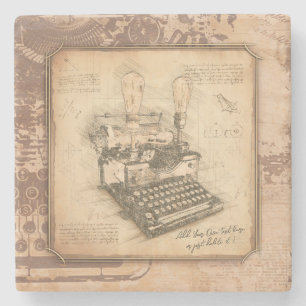 Porta-copo De Pedra Vintage Old Fashion Art Autor/Escritor Gift