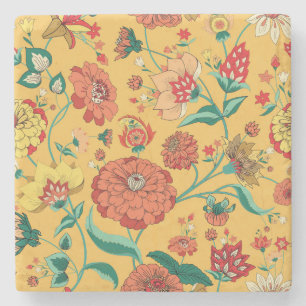 Porta-copo De Pedra Vintage Paisley Floral Garden