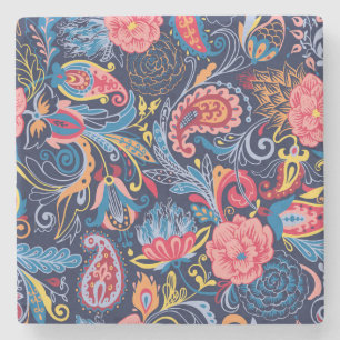 Porta-copo De Pedra Vintage Paisley Seamless Pattern Design