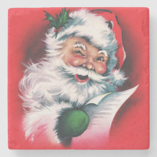 Porta-copo De Pedra Vintage Papai Noel, Feliz Natal, Feliz Pai Natal,