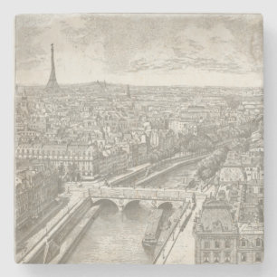 Porta-copo De Pedra Vintage Paris França Torre Eiffel