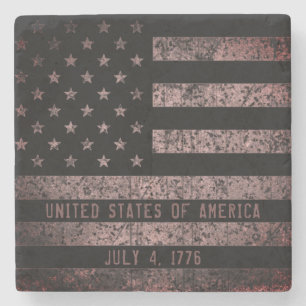 Porta-copo De Pedra Vintage Pink e Black American Flag