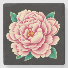 Porta-copo De Pedra Vintage Pink Peony Flower