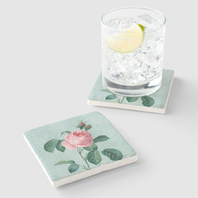 Porta-copo De Pedra Vintage Pink Rose (Lateral)