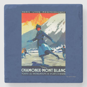 Porta-copo De Pedra Vintage PosterEurope de Chamonix-Mont Blanc