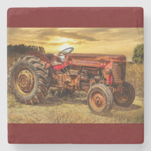 Porta-copo De Pedra Vintage Red Fazenda Trator