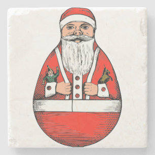 Porta-copo De Pedra Vintage Roly Poly Papai Noel Natal