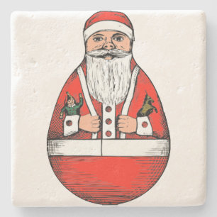 Porta-copo De Pedra Vintage Roly Poly Papai Noel Natal