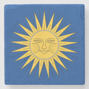Porta-copo De Pedra Vintage Smiling Sun