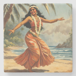 Porta-copo De Pedra Vintage Style Havaiana Viagem Hula Girl Dançando