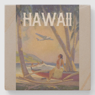 Porta-copo De Pedra Vintage Viagem Havaiano - Dançarino Hula Hawaii!