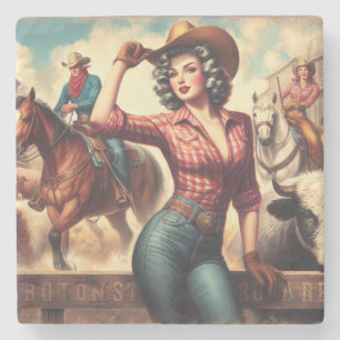 Porta-copo De Pedra Vintage Western Cowgirl