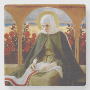 Porta-copo De Pedra Virgem Maria no Jardim Rosa (Albert Edelsense)