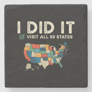 Porta-copo De Pedra Visitou todos os 50 estados dos EUA - Mapa de viag